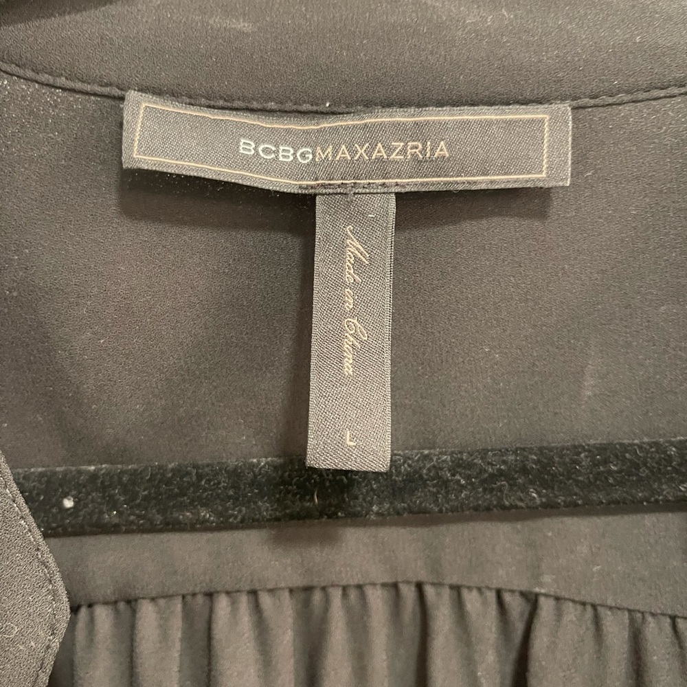 BCBG MaxAzria black long sleeve blouse. Roll up sleeve longer back - Picture 3 of 5